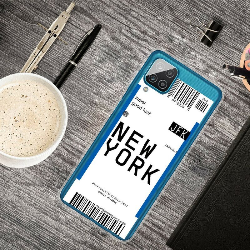 Skal För Samsung Galaxy A12 / M12 Boardingkort Till New York