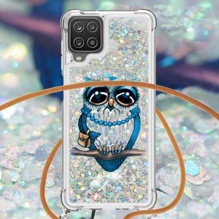 Skal För Samsung Galaxy A12 / M12 Med Snodd Fröken Owl Paljett Dragsko