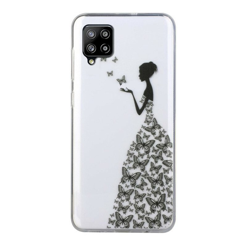 Skal För Samsung Galaxy A12 / M12 Transparent Butterflies Dress