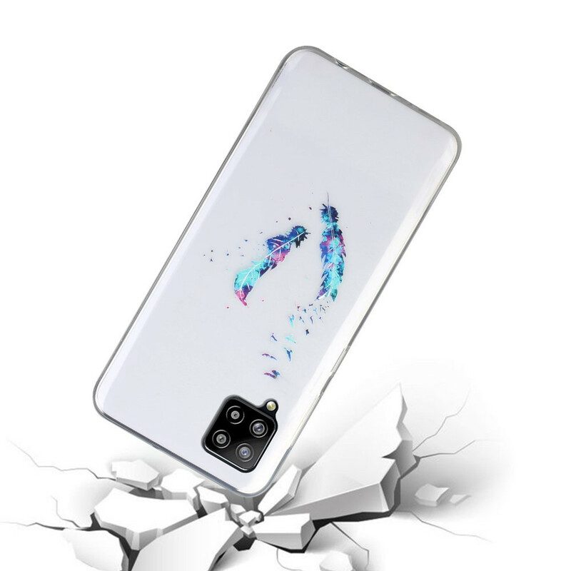 Skal För Samsung Galaxy A12 / M12 Transparenta Fjädrar