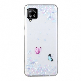 Skal För Samsung Galaxy A12 / M12 Transparenta Fjärilar Och Blommor