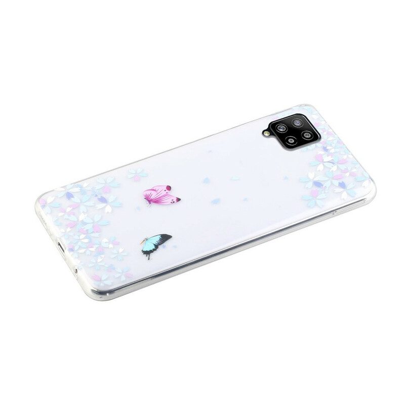 Skal För Samsung Galaxy A12 / M12 Transparenta Fjärilar Och Blommor