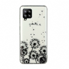 Skal För Samsung Galaxy A12 / M12 Transparenta Svarta Maskrosor