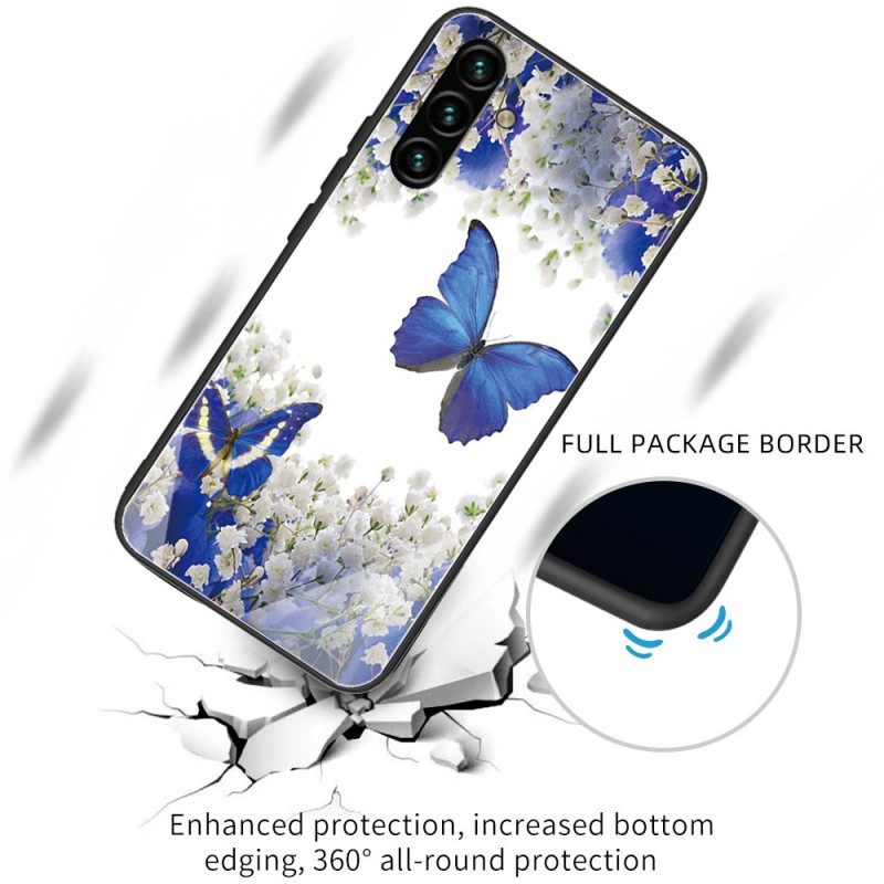 Skal För Samsung Galaxy A13 5G Fjärilar I Härdat Glas