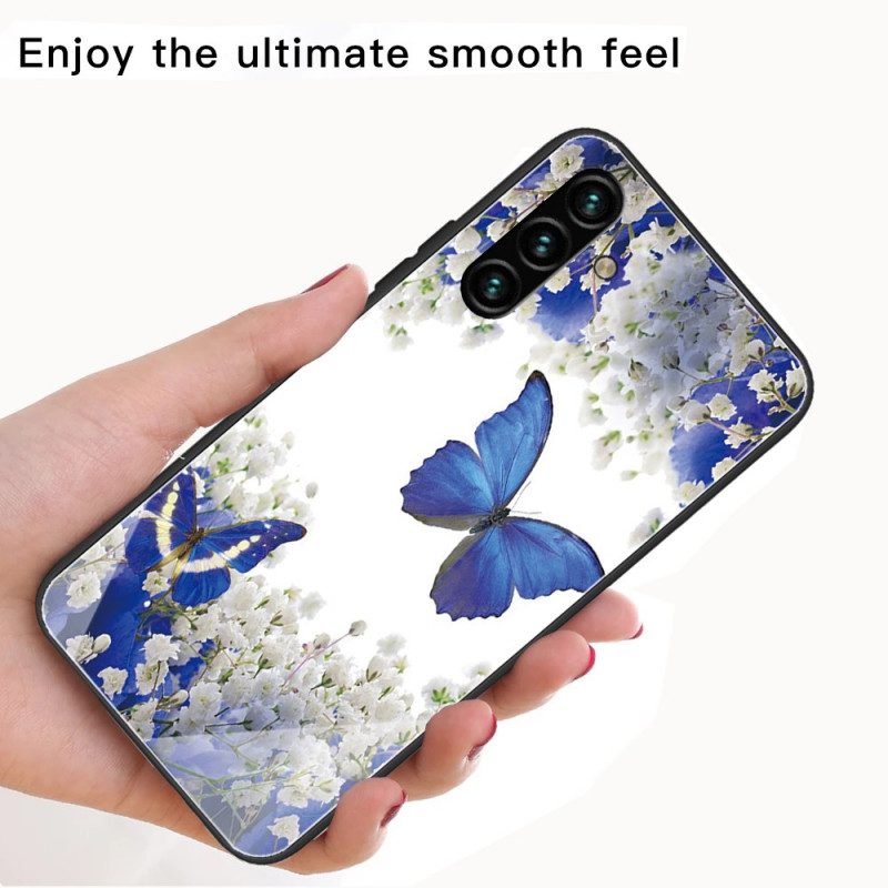 Skal För Samsung Galaxy A13 5G Fjärilar I Härdat Glas