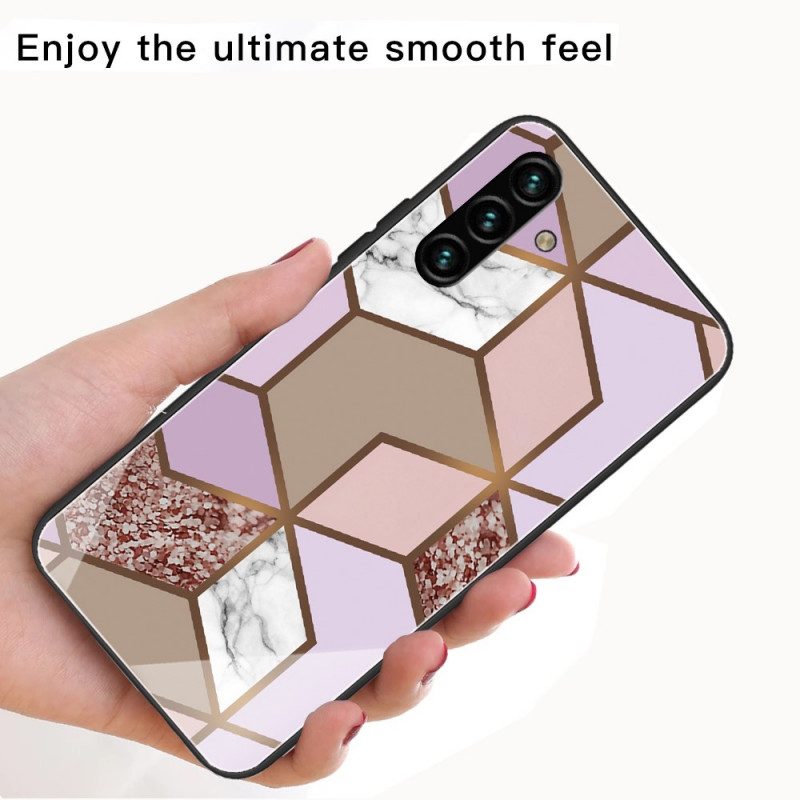 Skal För Samsung Galaxy A13 5G Geometri Marmor Härdat Glas