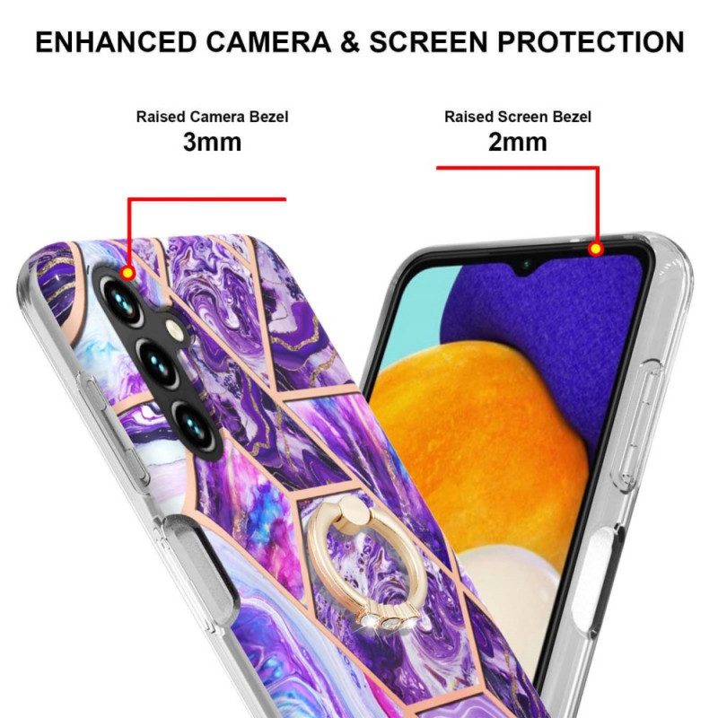 Skal För Samsung Galaxy A13 5G Geometrisk Marmor Med Ringstöd