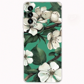 Skal För Samsung Galaxy A13 5G Målade Vita Blommor