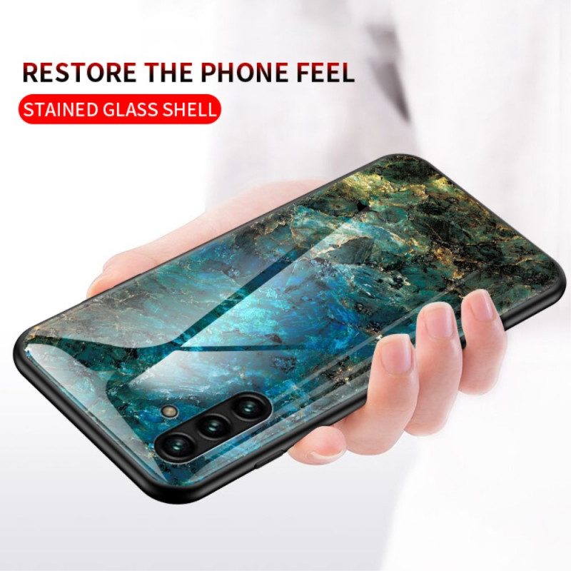 Skal För Samsung Galaxy A13 5G Marmor Härdat Glas