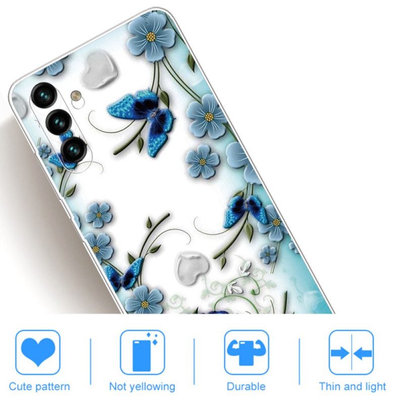 Skal För Samsung Galaxy A13 5G Retro Fjärilar Och Blommor