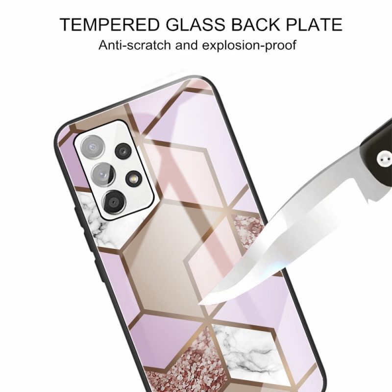 Skal För Samsung Galaxy A13 Geometri Marmor Härdat Glas