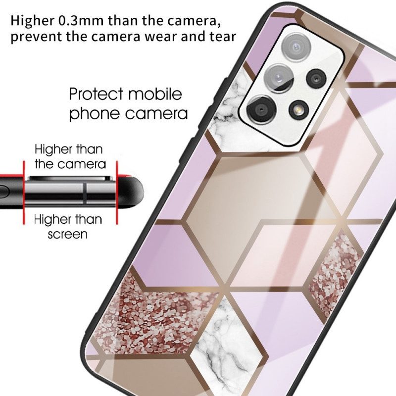 Skal För Samsung Galaxy A13 Geometri Marmor Härdat Glas