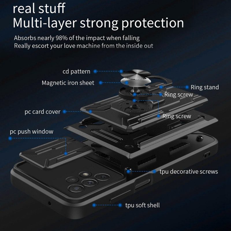 Skal För Samsung Galaxy A13 Korthållare Och Linsskydd
