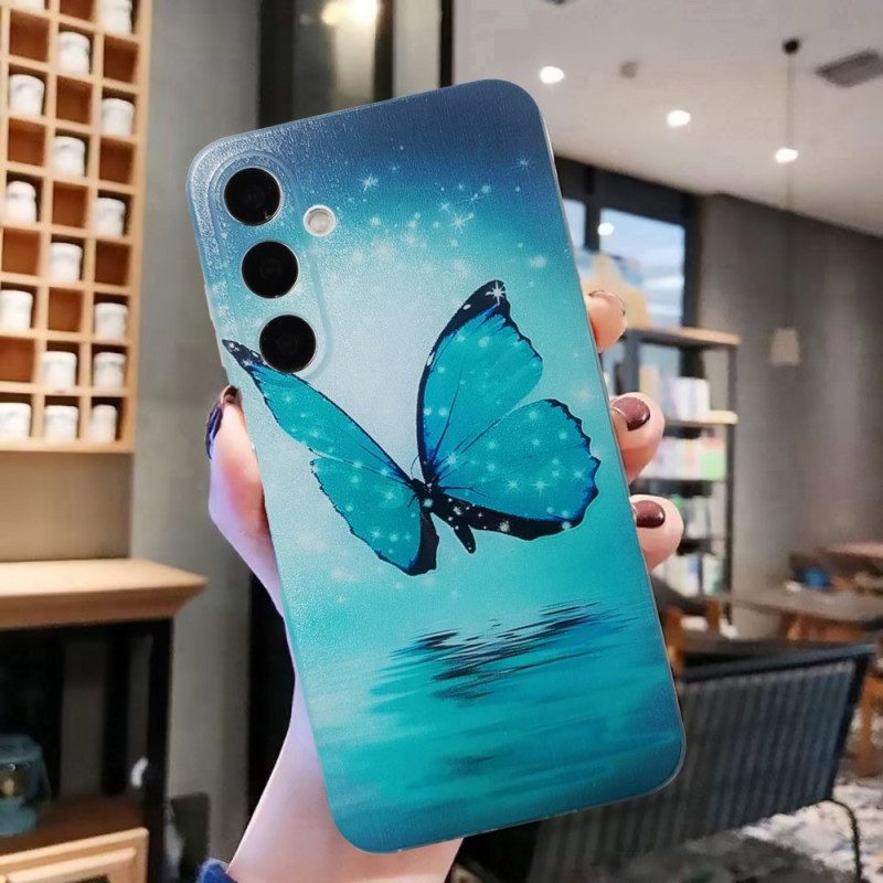 Skal För Samsung Galaxy A17 4g / 5g Blå Fjäril