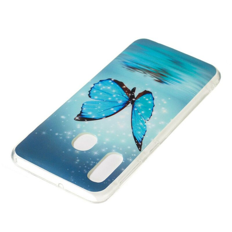 Skal För Samsung Galaxy A20e Fluorescerande Blå Fjäril