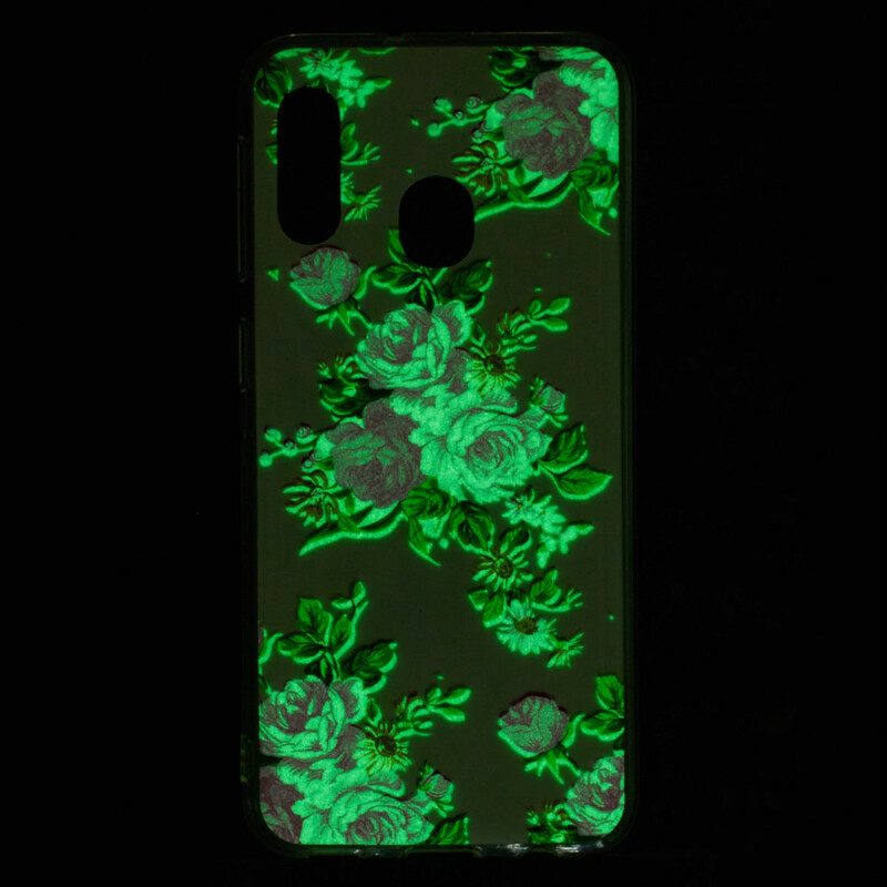 Skal För Samsung Galaxy A20e Fluorescerande Frihetsblommor