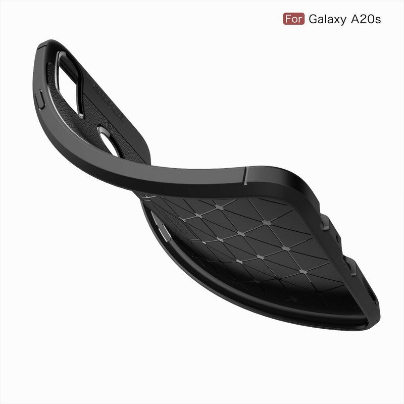 Skal För Samsung Galaxy A20s Double Line Litchi Lädereffekt