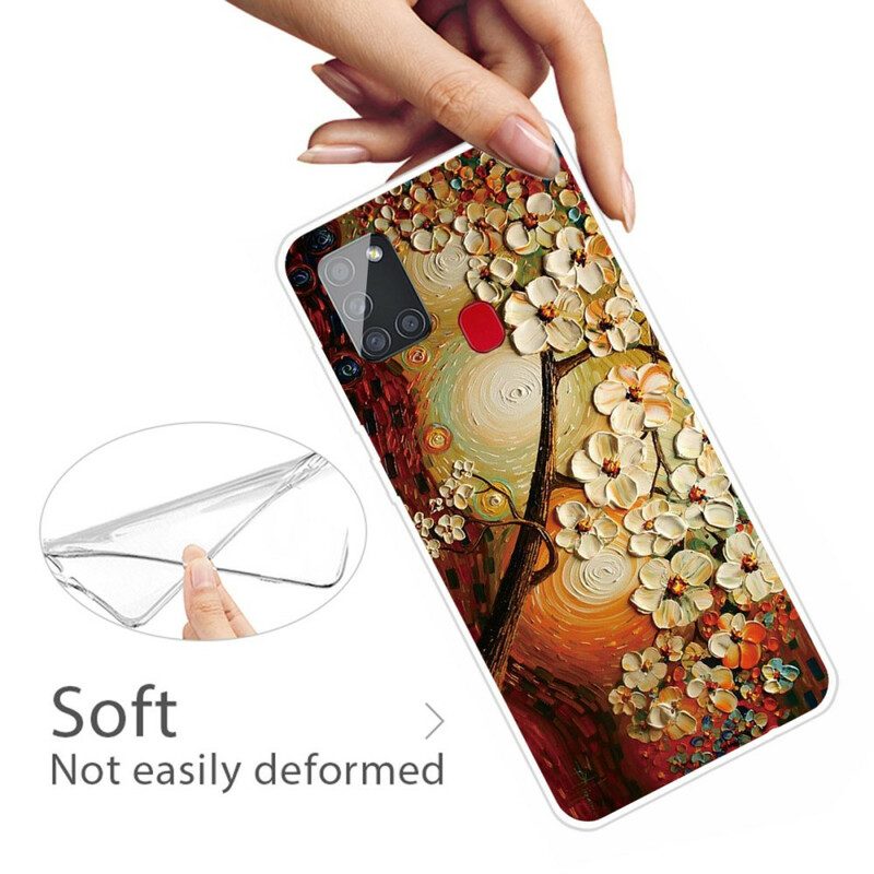Skal För Samsung Galaxy A21s Flexibla Blommor
