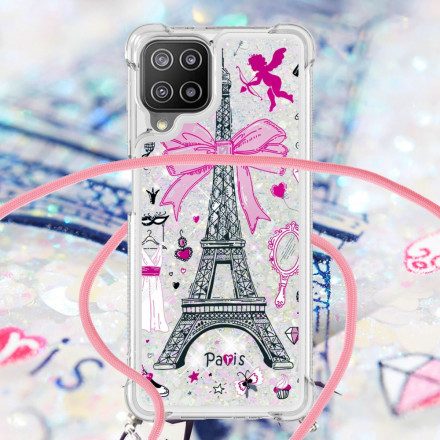 Skal För Samsung Galaxy A22 4G Med Snodd À Cordon Eiffeltornet