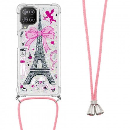 Skal För Samsung Galaxy A22 4G Med Snodd À Cordon Eiffeltornet