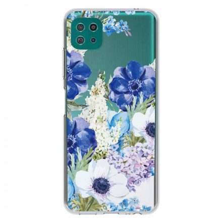 Skal För Samsung Galaxy A22 5G Sömlösa Akvarellblå Blommor