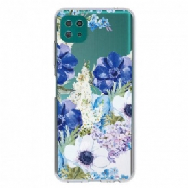 Skal För Samsung Galaxy A22 5G Sömlösa Akvarellblå Blommor