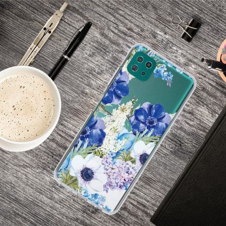 Skal För Samsung Galaxy A22 5G Sömlösa Akvarellblå Blommor