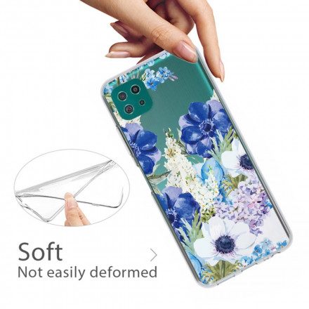 Skal För Samsung Galaxy A22 5G Sömlösa Akvarellblå Blommor