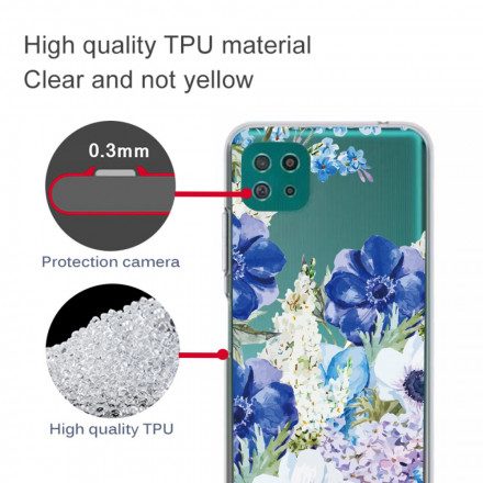 Skal För Samsung Galaxy A22 5G Sömlösa Akvarellblå Blommor