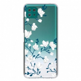 Skal För Samsung Galaxy A22 5G Vita Blommor