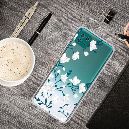 Skal För Samsung Galaxy A22 5G Vita Blommor