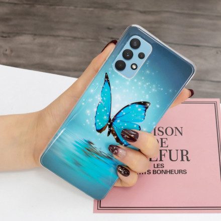 Skal För Samsung Galaxy A32 4G Fluorescerande Blå Fjäril