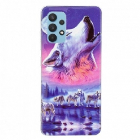 Skal För Samsung Galaxy A32 4G Fluorescerande Wolf Series