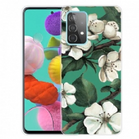 Skal För Samsung Galaxy A32 4G Målade Vita Blommor