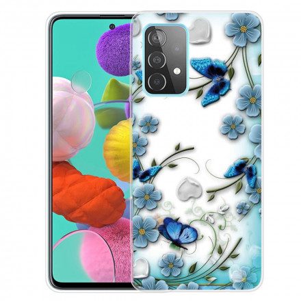 Skal För Samsung Galaxy A32 4G Retro Fjärilar Och Blommor