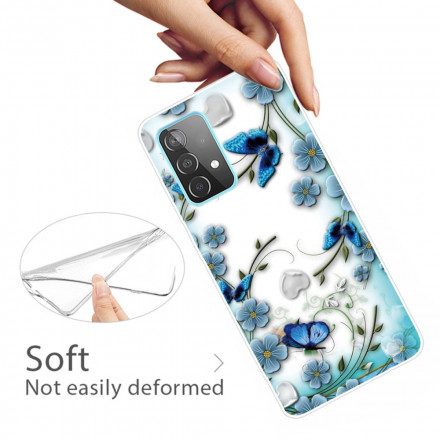 Skal För Samsung Galaxy A32 4G Retro Fjärilar Och Blommor
