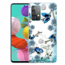 Skal För Samsung Galaxy A32 5G Retro Fjärilar Och Blommor
