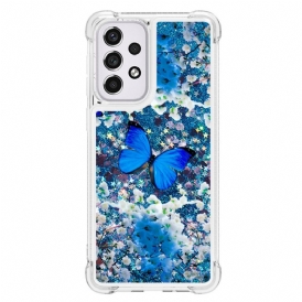 Skal För Samsung Galaxy A33 5G Blå Glitterfjärilar