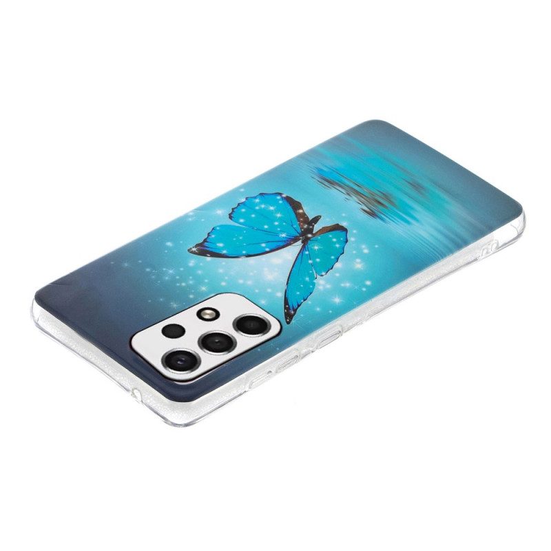 Skal För Samsung Galaxy A33 5G Fluorescerande Blå Fjäril