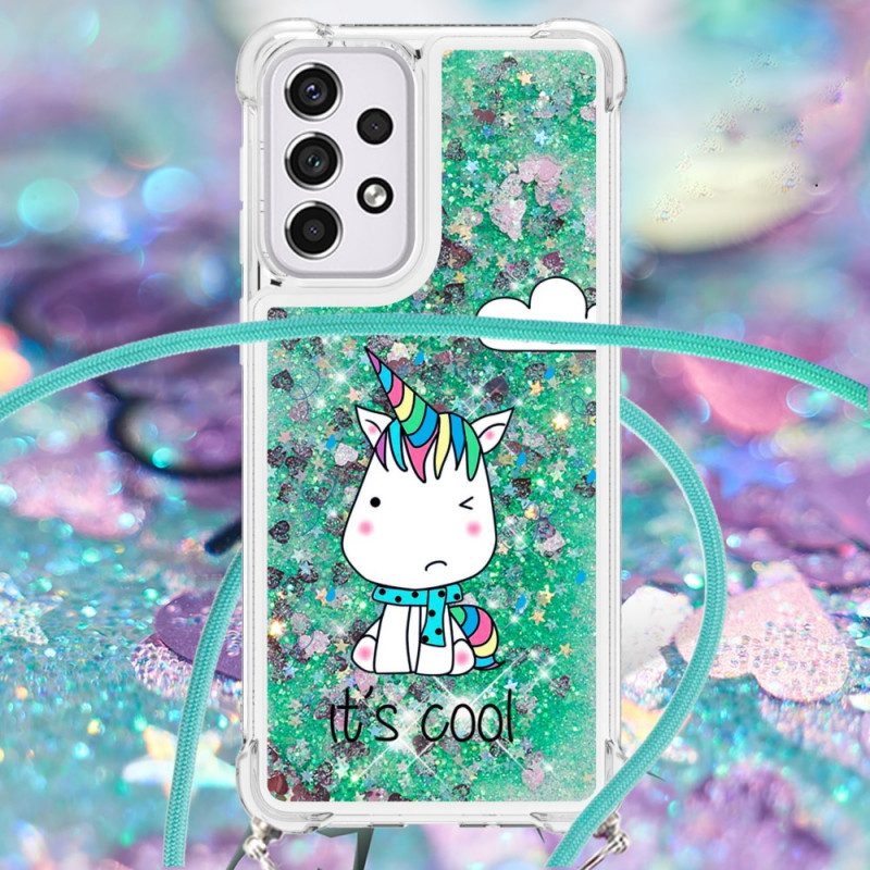 Skal För Samsung Galaxy A33 5G Med Snodd Unicorn Glitter Dragsko