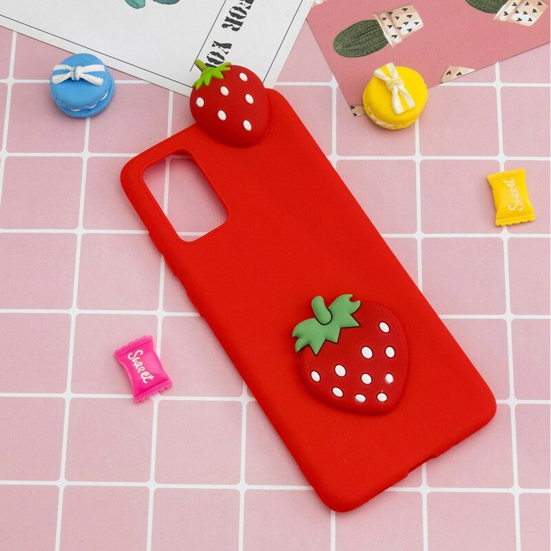 Skal För Samsung Galaxy A41 3d Strawberry