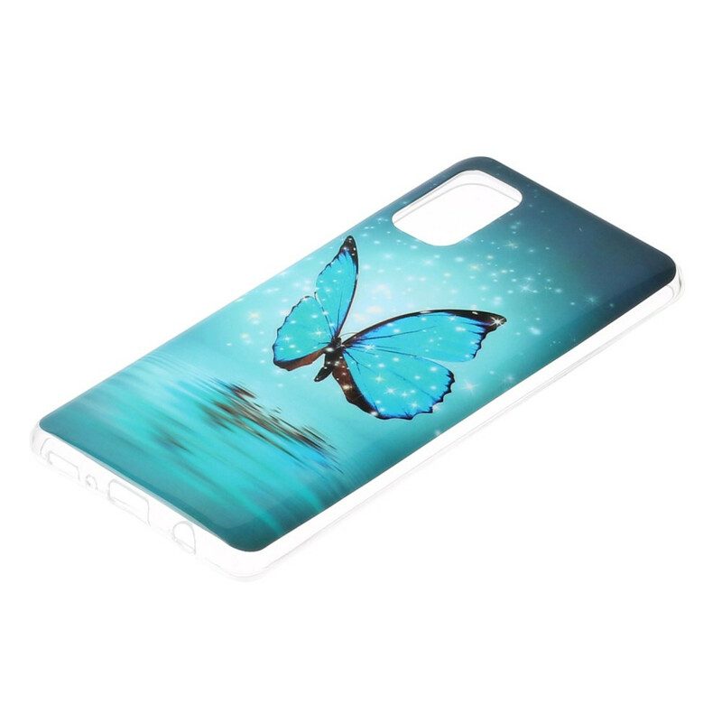 Skal För Samsung Galaxy A41 Fluorescerande Blå Fjäril
