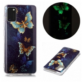 Skal För Samsung Galaxy A41 Fluorescerande Fjärilar-serien