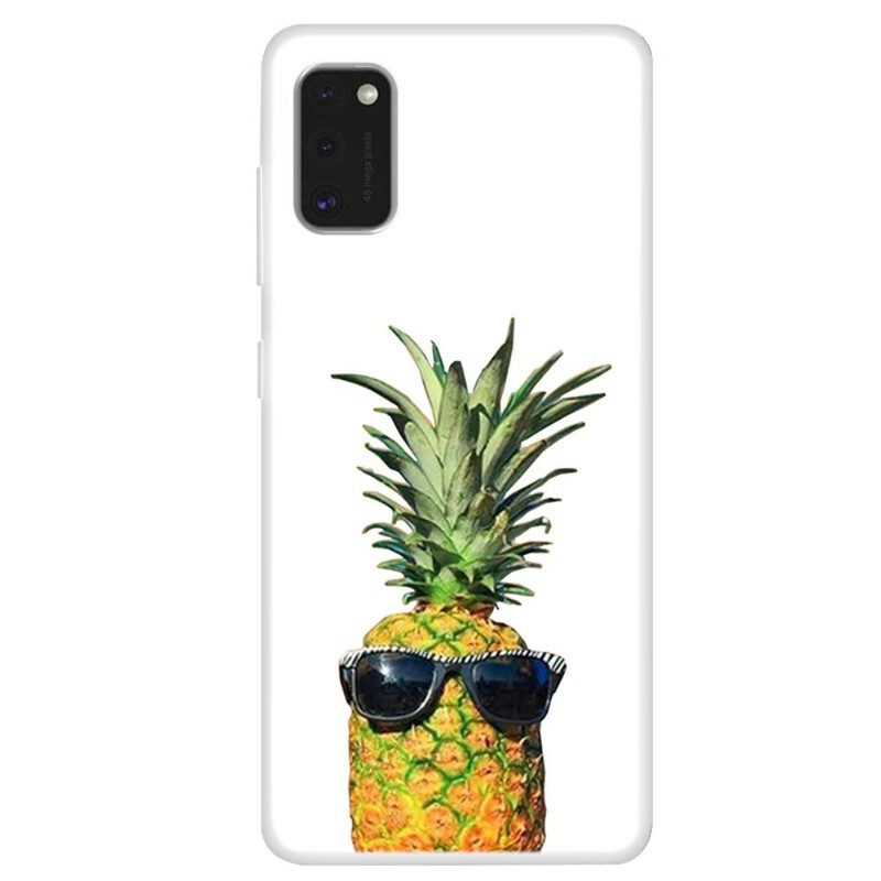 Skal För Samsung Galaxy A41 Transparent Ananas Med Glasögon