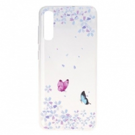 Skal För Samsung Galaxy A50 Transparenta Fjärilar Och Blommor