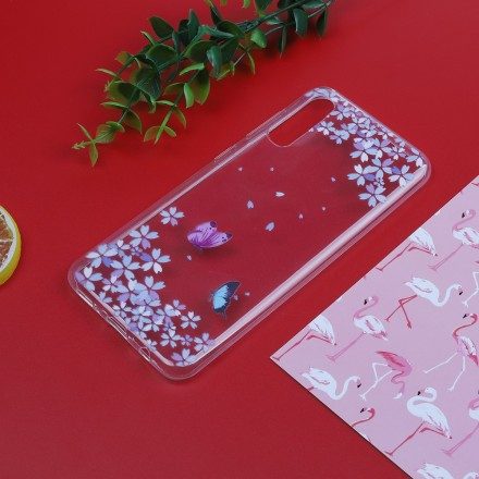 Skal För Samsung Galaxy A50 Transparenta Fjärilar Och Blommor