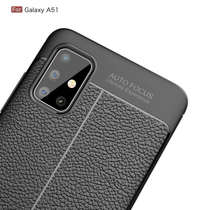 Skal För Samsung Galaxy A51 Double Line Litchi Lädereffekt