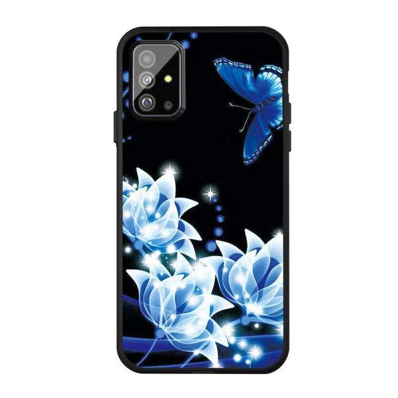 Skal För Samsung Galaxy A51 Fjäril Och Blå Blommor