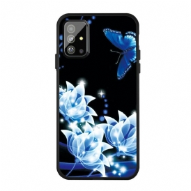 Skal För Samsung Galaxy A51 Fjäril Och Blå Blommor