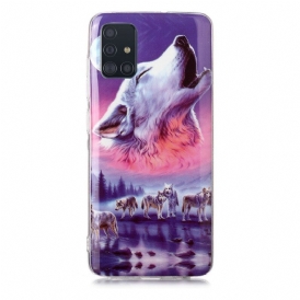 Skal För Samsung Galaxy A51 Fluorescerande Wolf Series